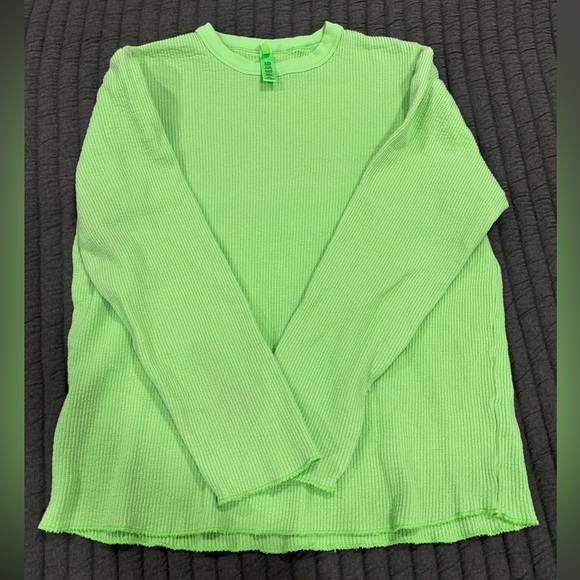 SKIMS Tops - Skims Waffle Ribbed Thermal Long Sleeve Shirt Lime Neon Green Size XXS Oversized